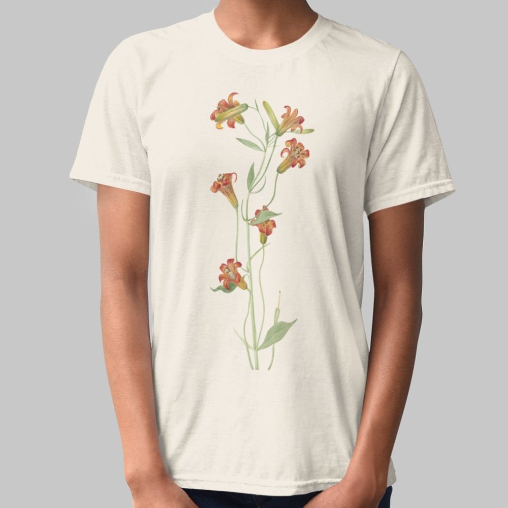 Sierra Tiger Lily Vintage Floral Print Short Sleeve Graphic Tee T-shirt S M L XL